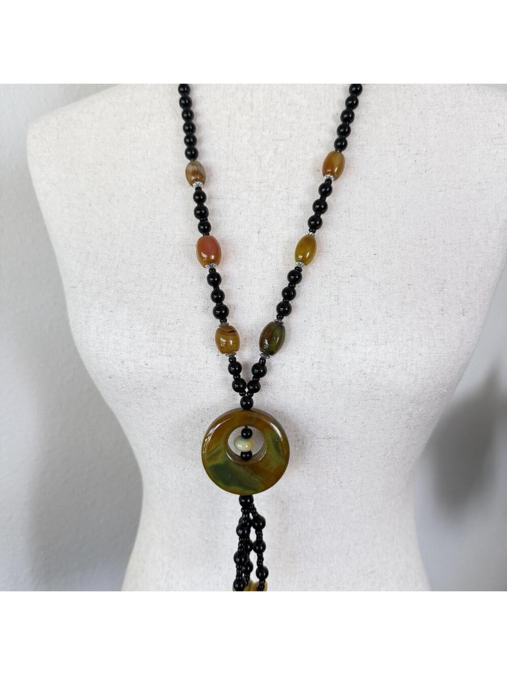 Vintage Boho Donut Pendant Statement Necklace